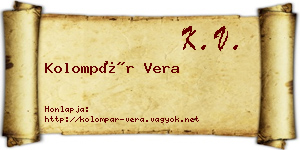 Kolompár Vera névjegykártya